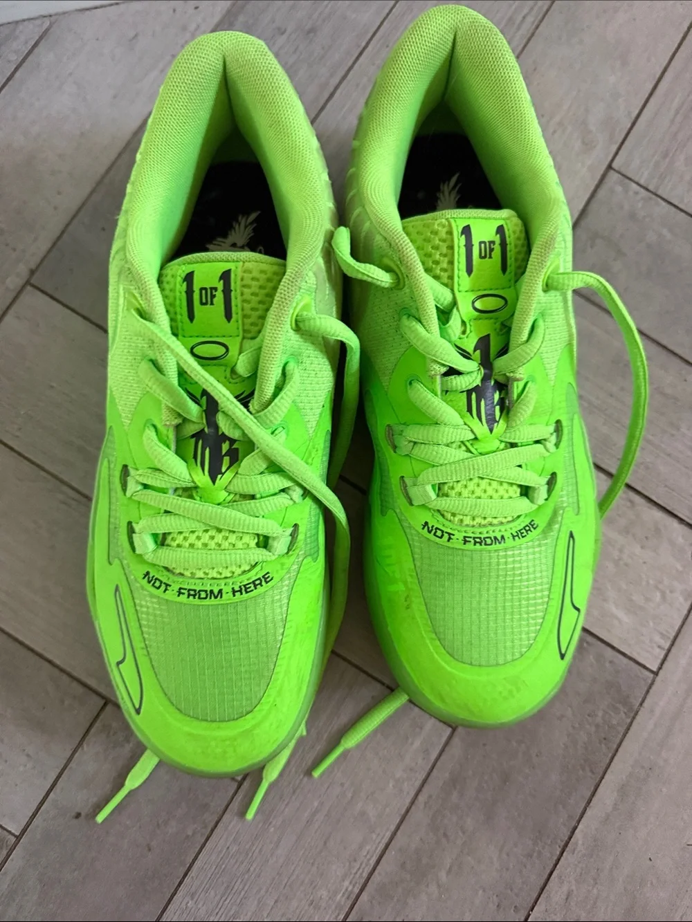 Puma Mello Kids Neon Lime Green Lace-Up Sneakers